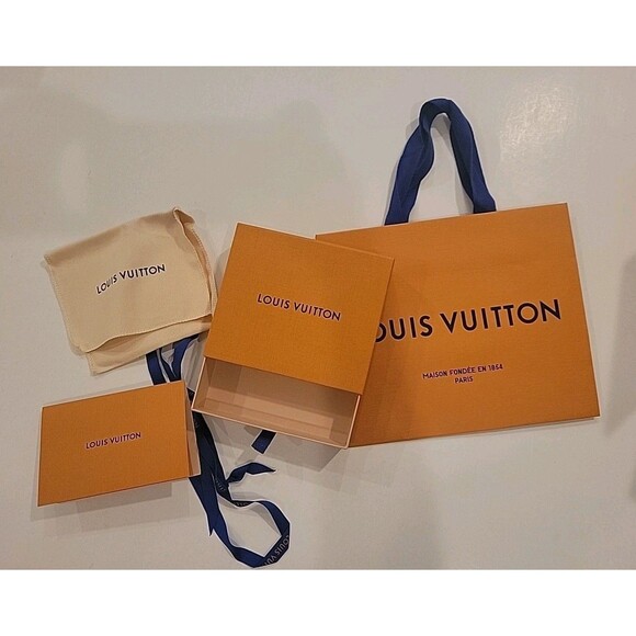 Louis Vuitton Empty Jewelry Box & Gift Bag w/ Cleaning Cloth & Logo Ribbon - Picture 1 of 4